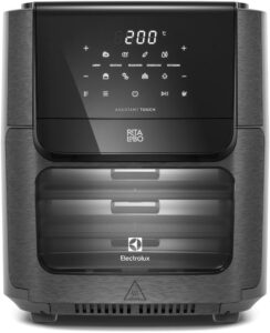Electrolux Air Fryer Forno 5 x 1 12L 1700W Digital Espeto Giratório 2 Bandejas Antiaderentes 10 funções 7 Receitas aviso sonoro Fritadeira Elétrica sem Óleo